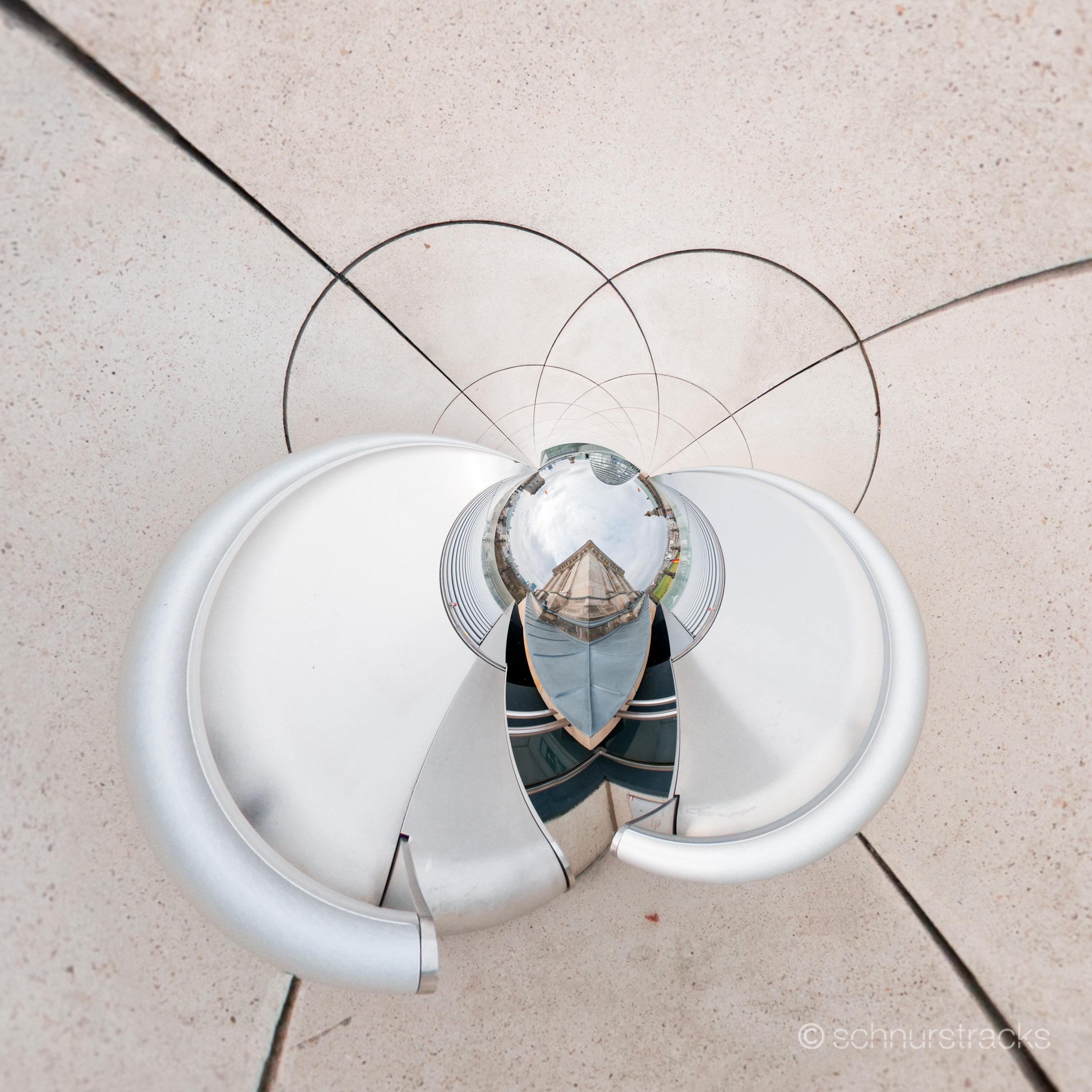 Kleiner Planet eines 360°x180°-Panoramas von der Dachterrasse auf dem Reichstagsgebäude | #100409-9282-10