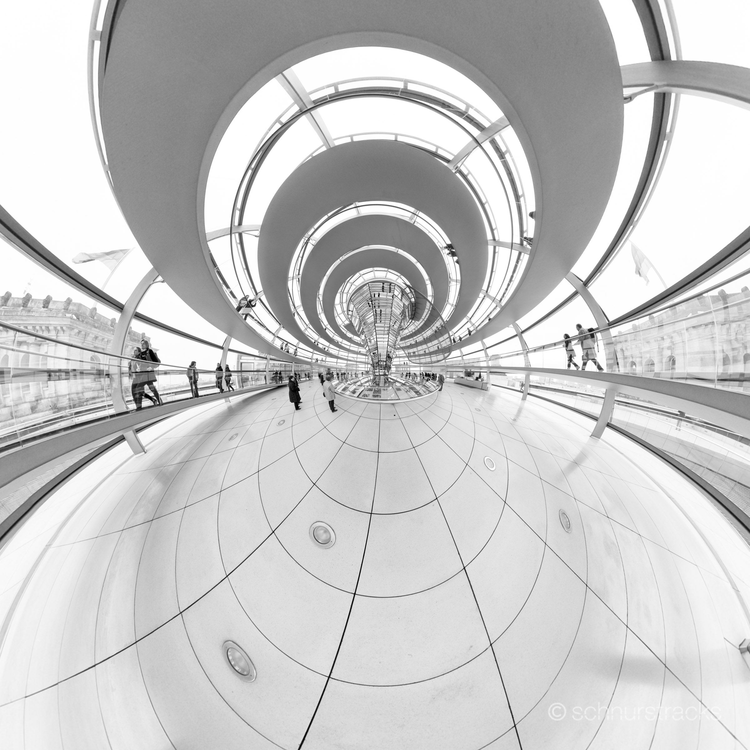 Little Planet 360°x180°-Panorama, Kuppel auf dem Reichstagsgebäude - Innenaufnahme